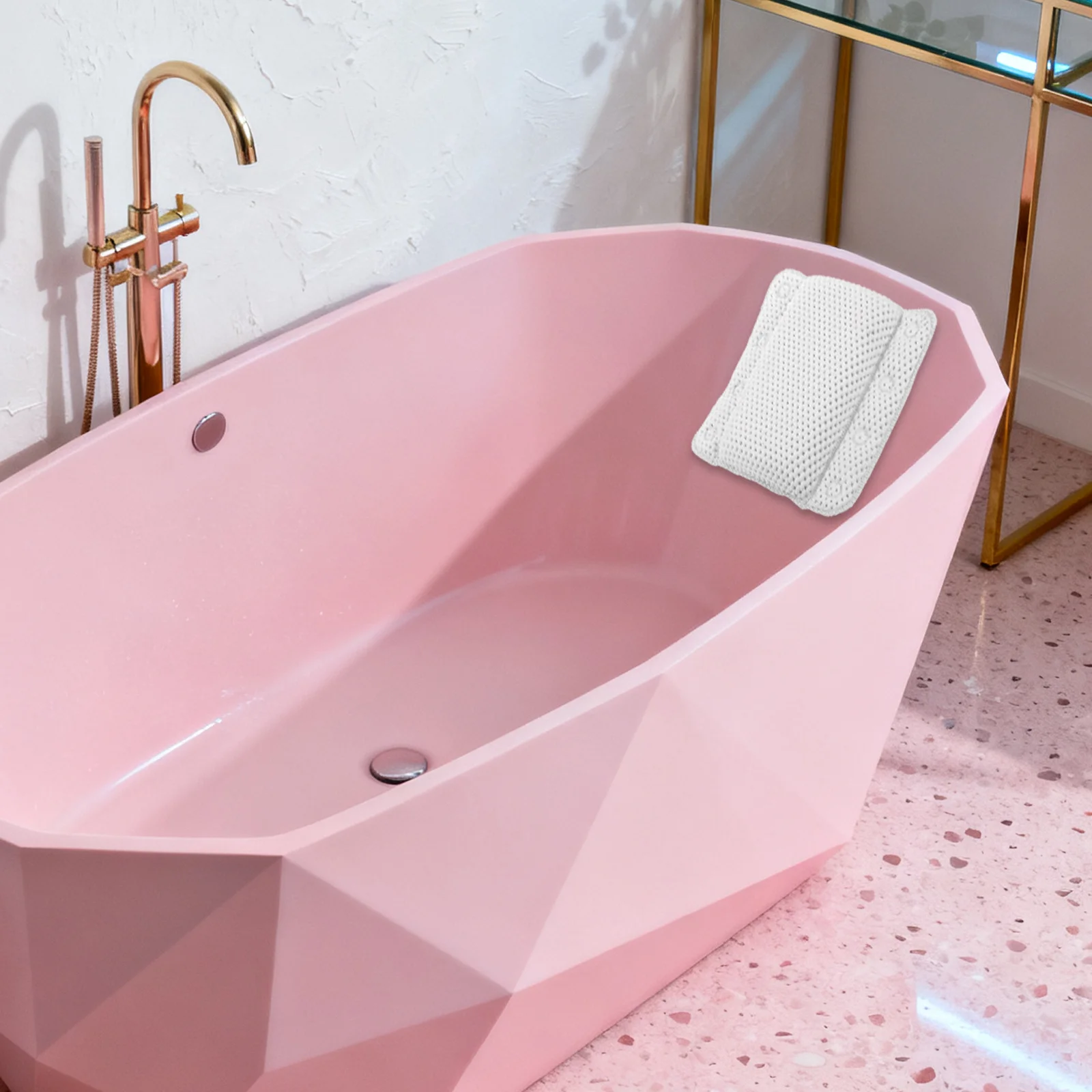 

Ergonomic Bathtub Pillow Soft PVC Sponge Nonslip Suction Cups Neck Back Support Relaxing Tub Spa Cushion Breathable Mesh Bath