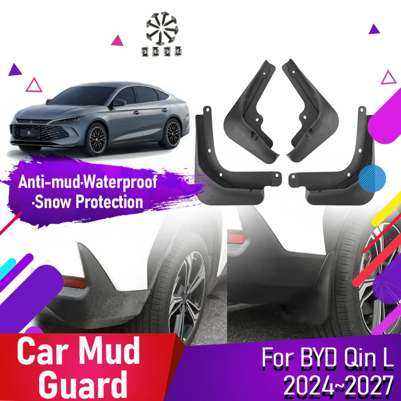 

4PCS Car Mud Guards For BYD Qin L MK3 2024 2025 2026 2027 Antifreeze Fenders Flare Mudguards Froont Rear Wheel Carro Accessories