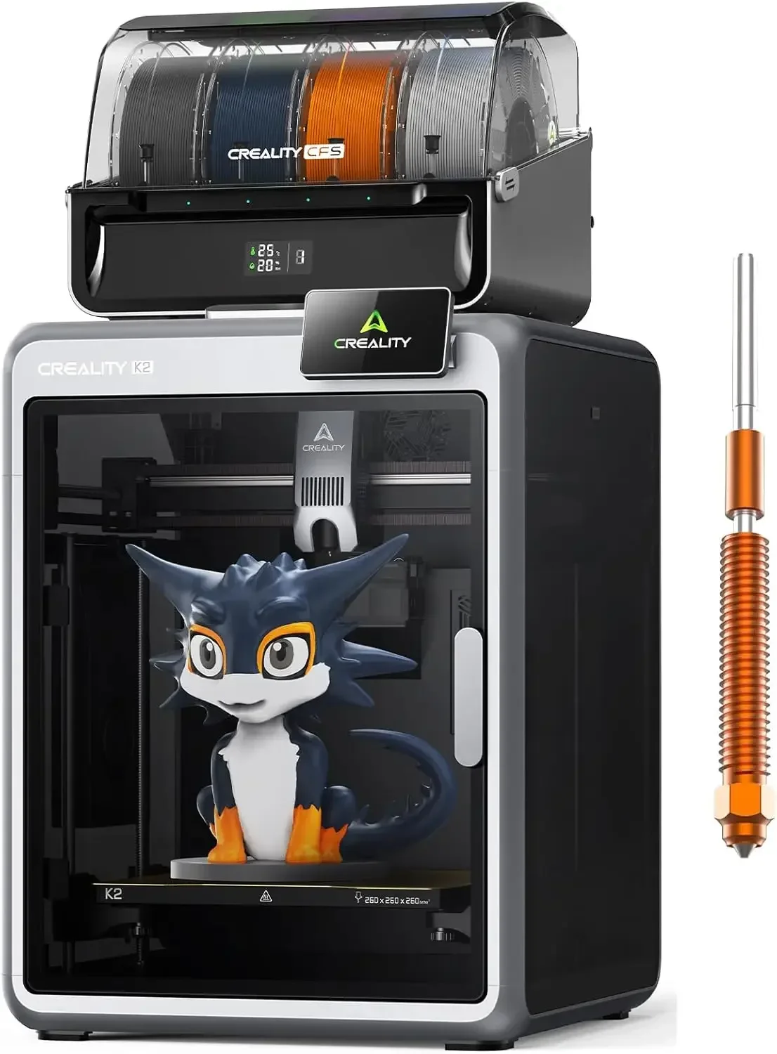 K2 Combo (A) 3D Printer, Multicolor Printing with CFS, 600mm/s Printing Speed, 95% Pre-Assemble, Smart Al Camera & Auto Leveling