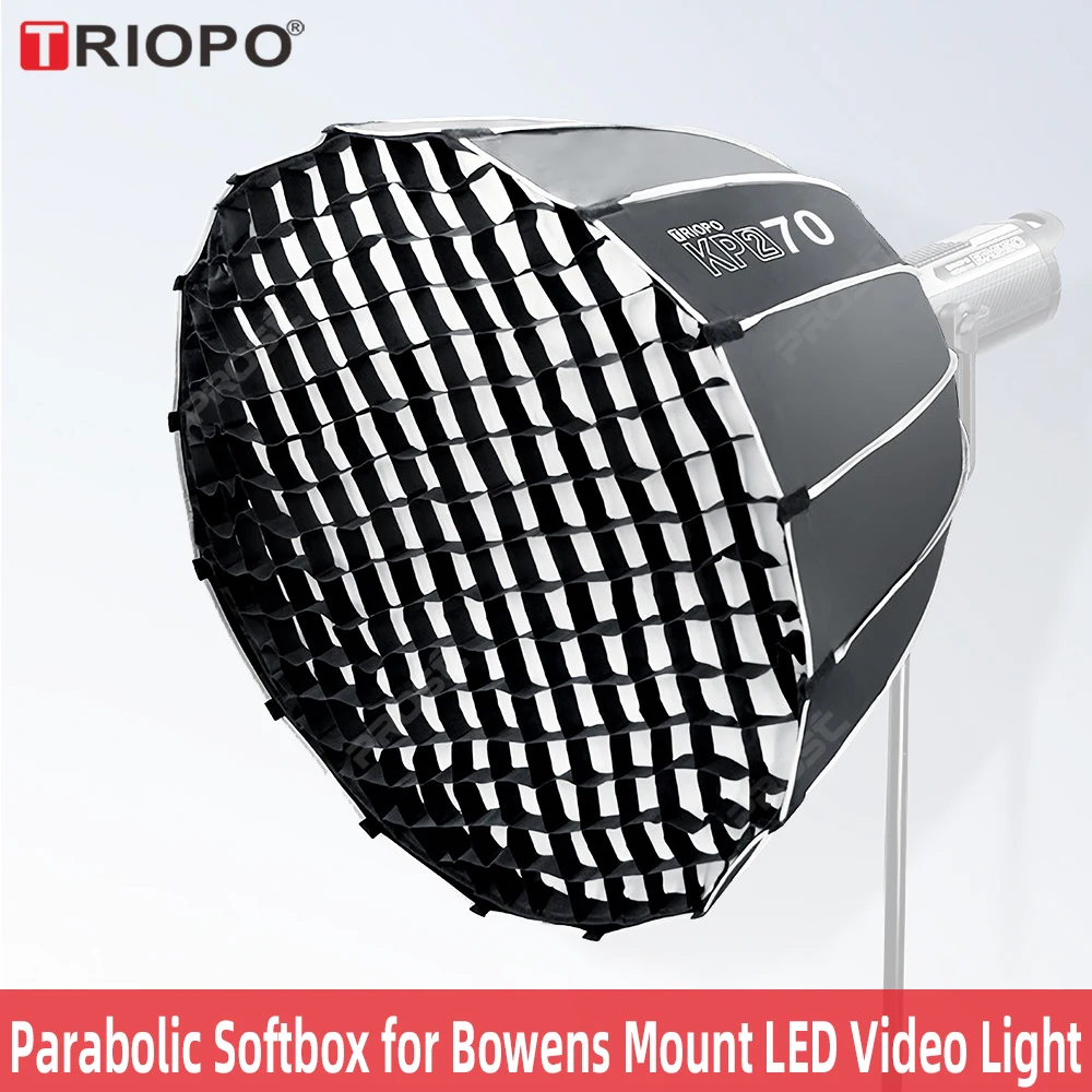 TRIOPO 60cm 70cm 90cm 120cm Parabolic Softbox Bowens Mount for Sokani X100 COLBOR Godox Aputure LED Video Light vs Godox QR-P