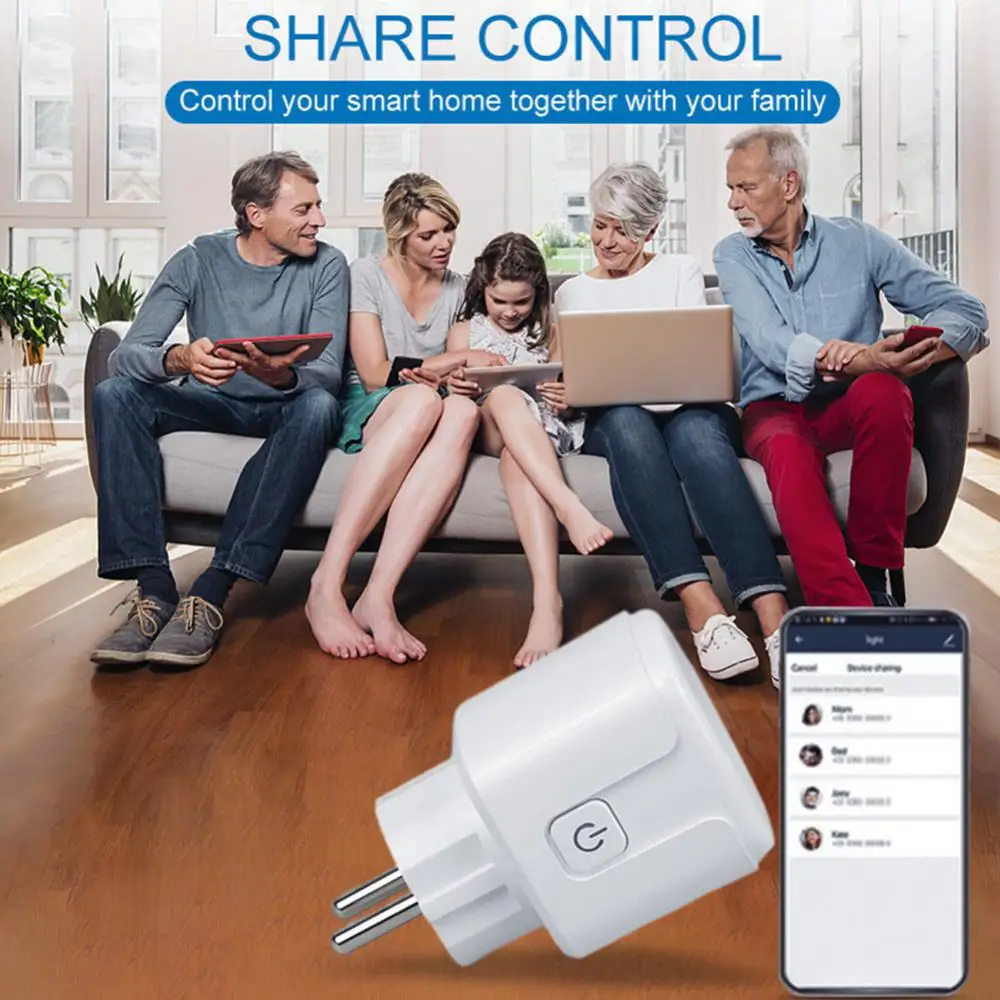 Aubess Tuya WiFi 16/20A Smart Plug With Power Monitor EU Wireless Socket Timing Function Voice Control via Alexa Google Home