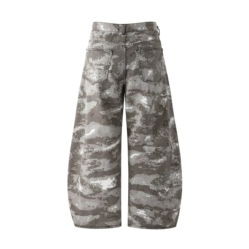 New Autumn Men's Trousers Wide Leg Multi-scale Camouflage Contrast Color Straight Casual Male All-match Pants Tide