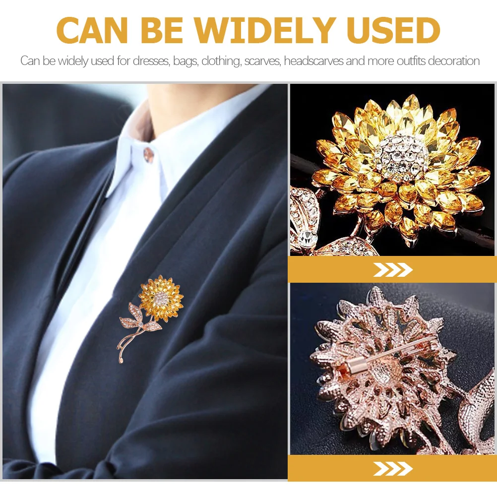 

1pc Sunflower Brooch Alloy Flower Lapel Pin Elegant Clothes Decoration For Women Suit Scarf Hat Backpack Gift Accessory