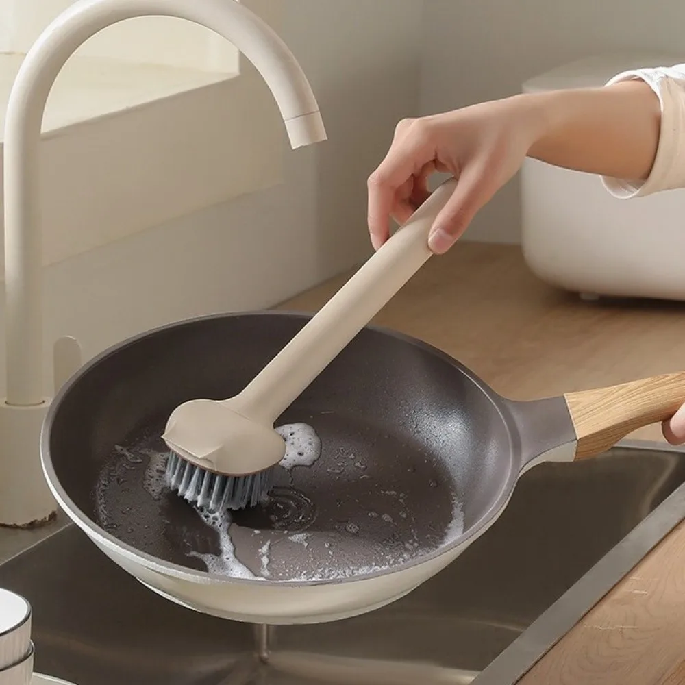 

Long Handle Rotatable Pot Scrubber Stain Removal Plastic Dish Brush Hanging Blind Spots Free Scrub Brush Outdoor Cooking
