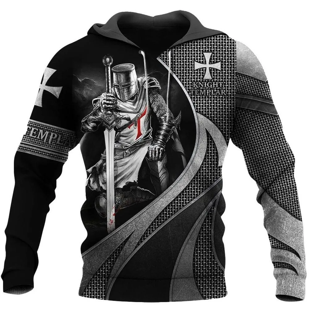 

Spring and Autumn Brand New Hoodies Templar Knights Armor Jesus God Guard Knight 3D Printed Sweatshirts Men and Women Street Fas