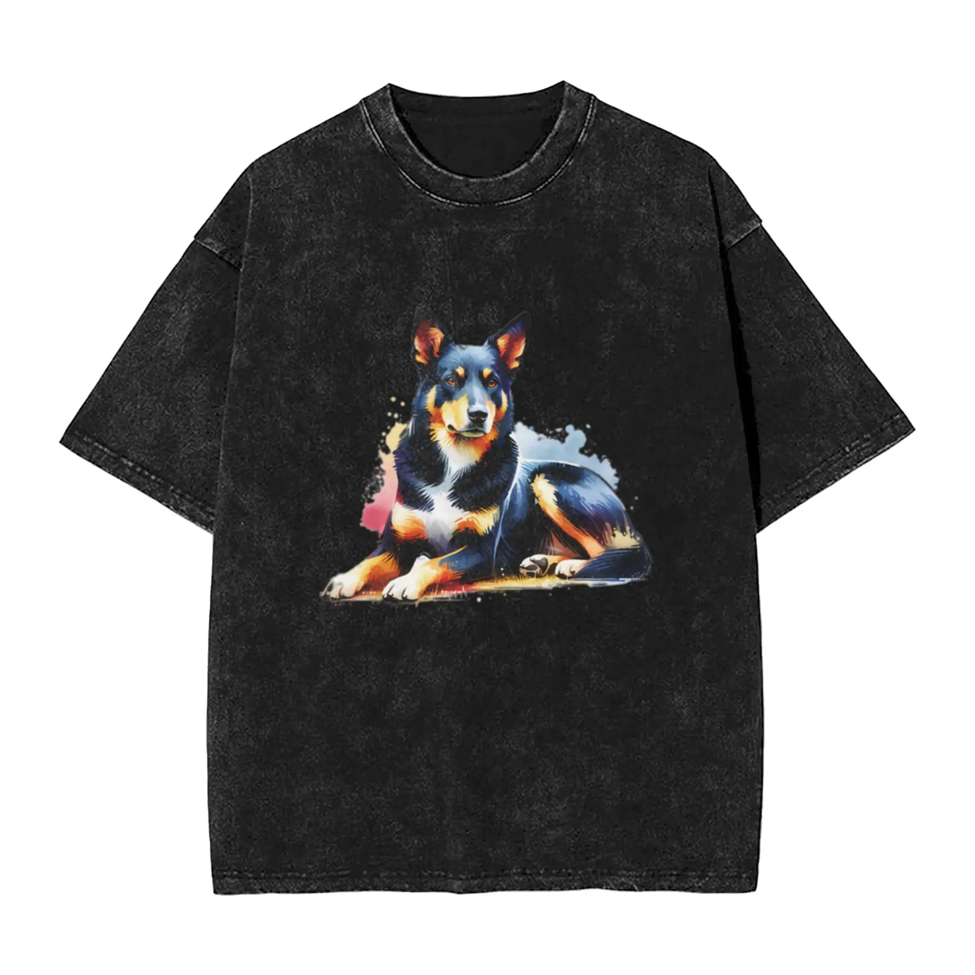 Watercolor Australian Kelpie  Classic Comfort A Vintage Oversized Cotton Unisex T-Shirts