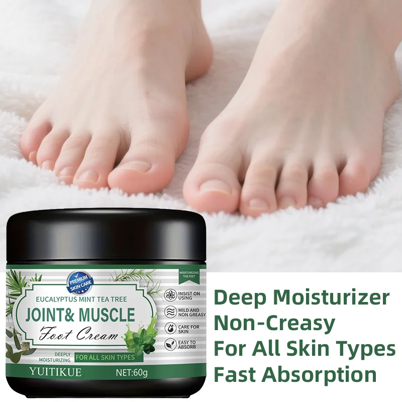 Eucalyptus Mint Tea Tree Foot Cream 60g - Joint & Muscle Care, Deeply Moisturizes & Smooths Feet, Non-Sticky Fast Absorption
