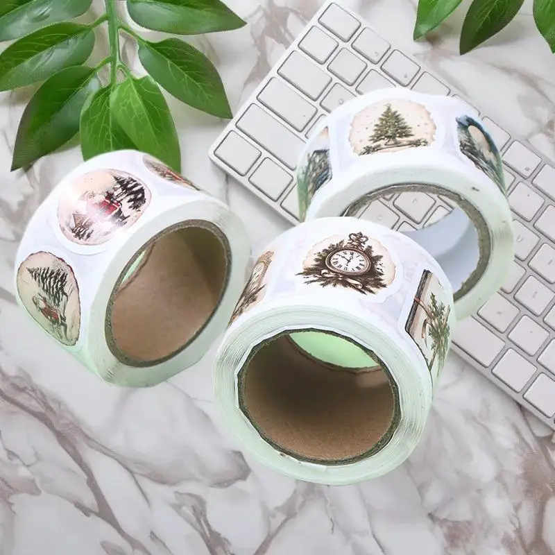 Cartoon Christmas Stickers 250Pcs, DIY Scrapbook Vintage Self Adhesive Luggage Graffiti Decor Decals