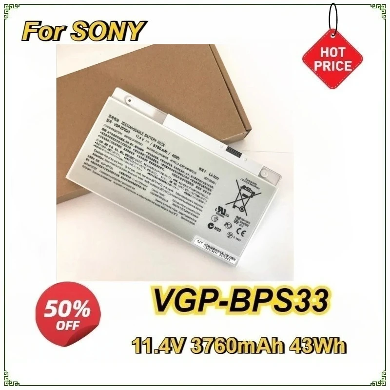 

New Laptop Battery for SONY VGP-BPS33 VAIO SVT-14 SVT-15 T14 T15 BPS33 Touchscreen Ultrabooks 11.4V 43Wh for SonyVaio SVT1511M1E