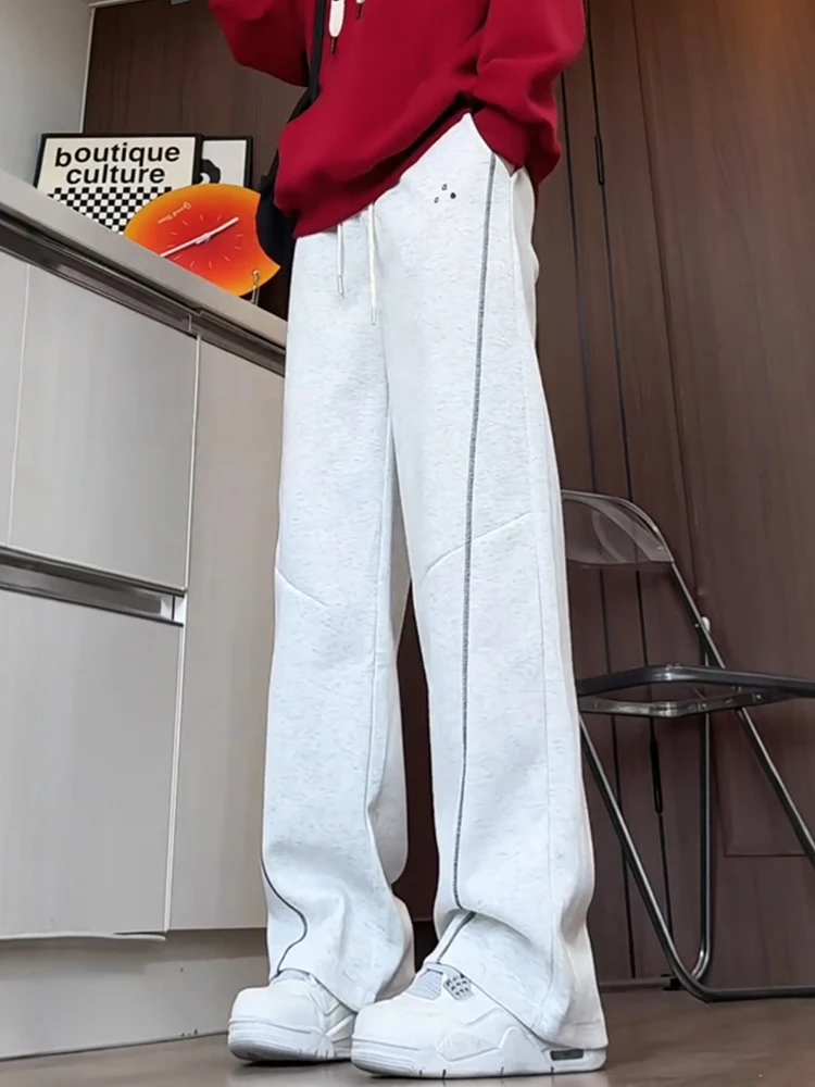 

American Hsu Line ey Sports Pants Men's Straight Leg Long Length Autumn Winter Casual Trousers for Tall Teens And Young Adults