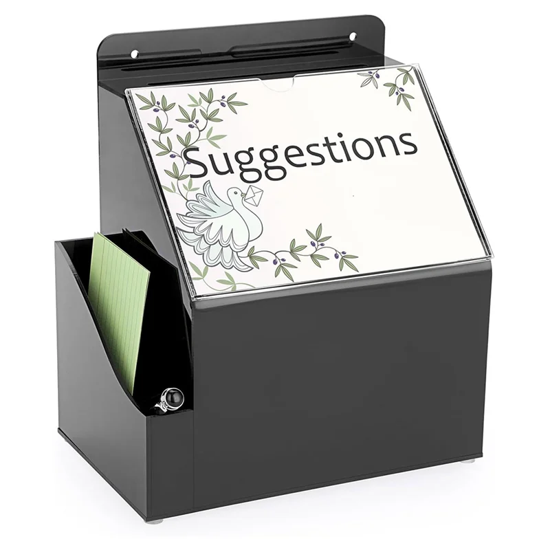 FORW-Acrylic Suggestion Box With Lock Wall Mounted Acrylic Donation Box With 5X7inch Sign Slot Office Ballot Boxes