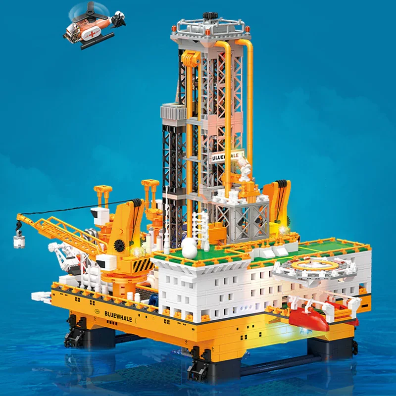 Creative Expert Modular Buildings Offshore Oil Platform Deep Sea Oil Well Drilling Model 3271pcs Building Block Brick Puzzle Toy