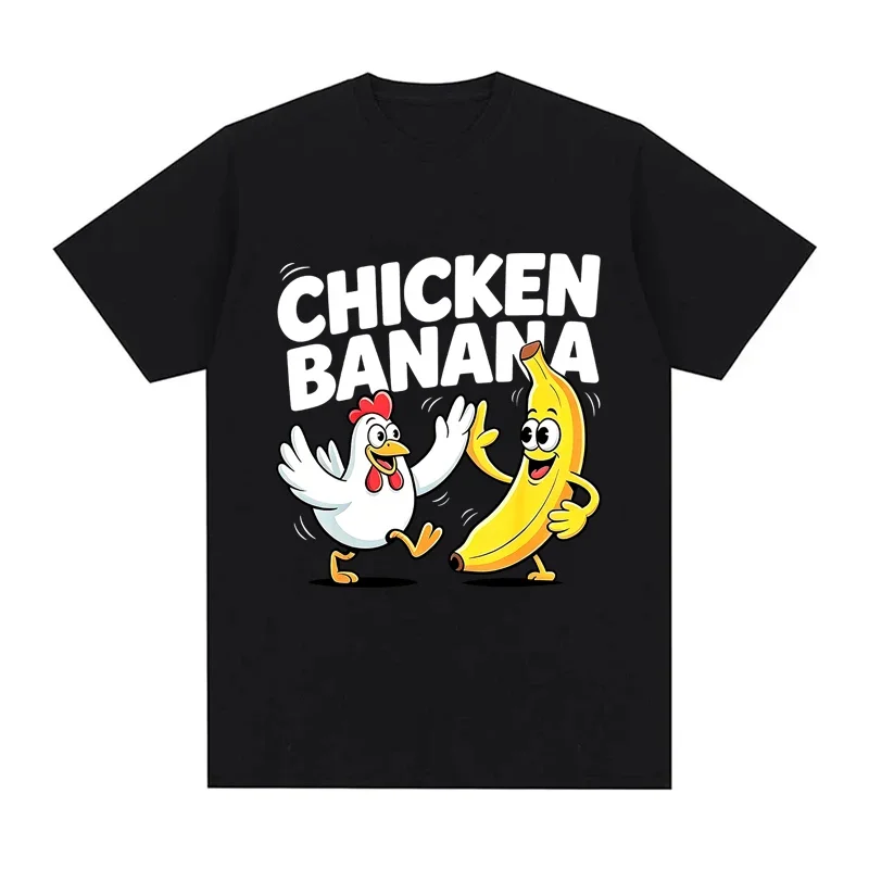 Chicken Banana Print T-shirts for Women Men Summer Casual Fashion Funny Streetwear Y2K Tops Crew Neck Short Sleeve T-shirts