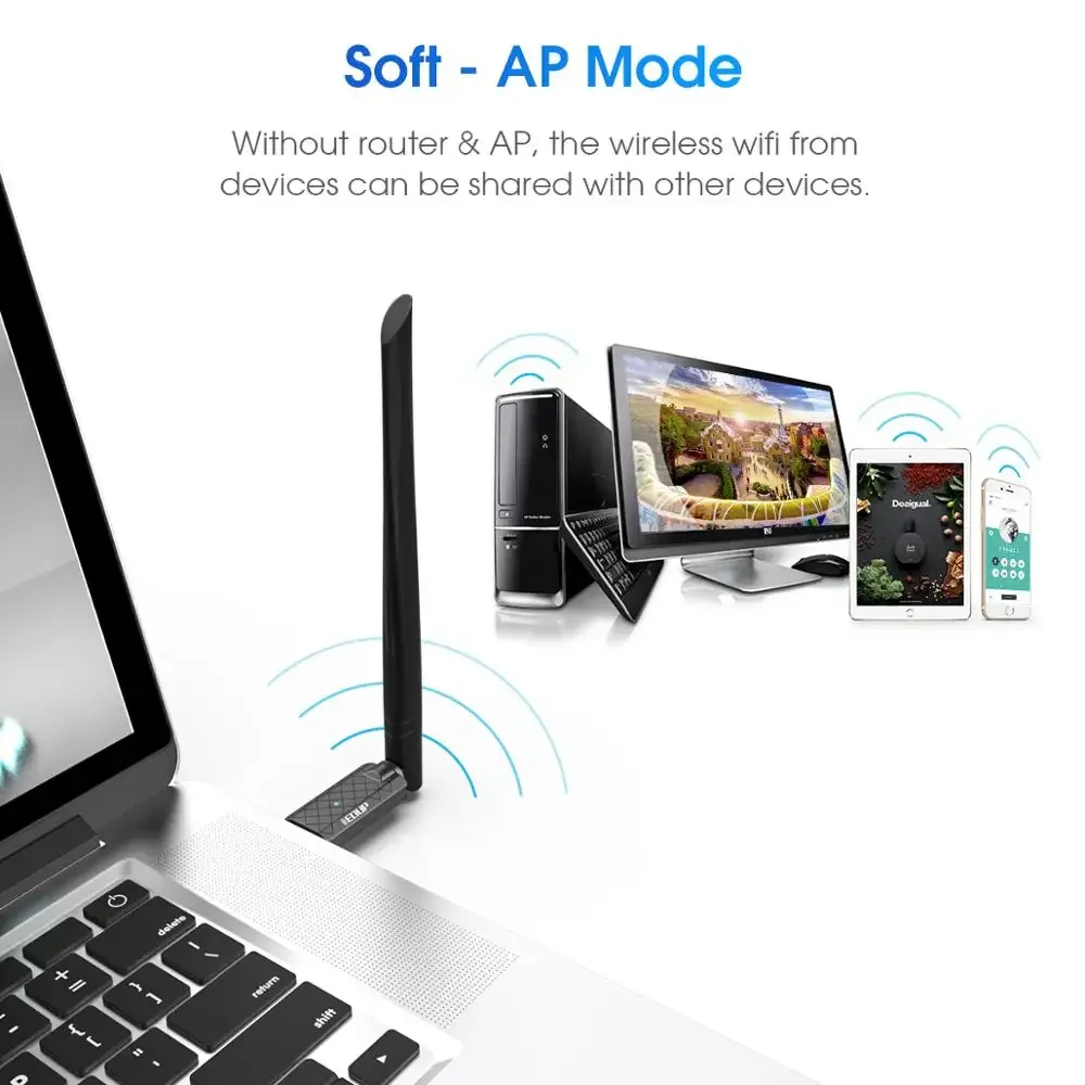 EDUP Wi-Fi адаптер USB 3.0 AC 1300 Мбит/с двухдиапазонный 2,4G/5,8G беспроводная сетевая карта 802.11AC Wi-Fi ключ для ноутбука, настольного ПК Mac