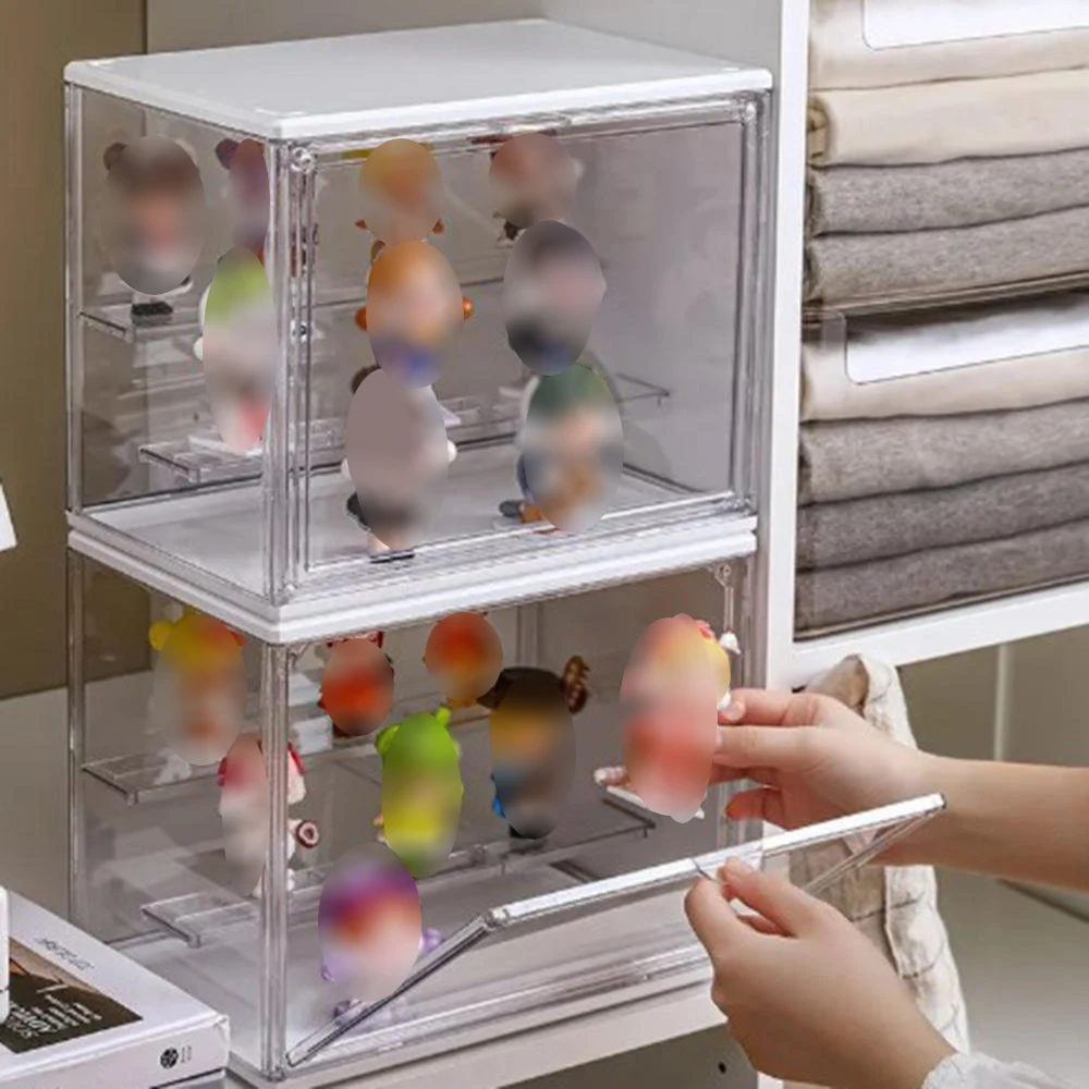 شفافة ثلاث طبقات سلم الاكريليك رف شاشة اليدوية أنيمي نموذج سيارة صندوق أعمى صندوق تخزين الغبار واقية دمية حامل الرف