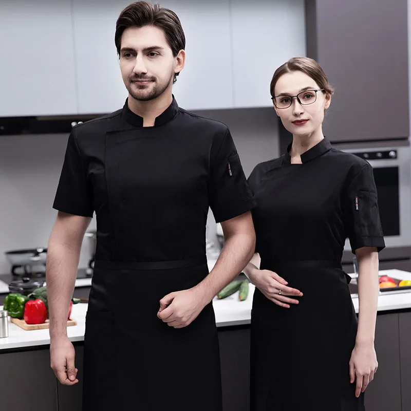 Chef Overalls Men's Short Sleeve Chef Uniform Kitchen Clothes Catering Restaurant Hotel Work Clothes Canteen Summer Clothes Work