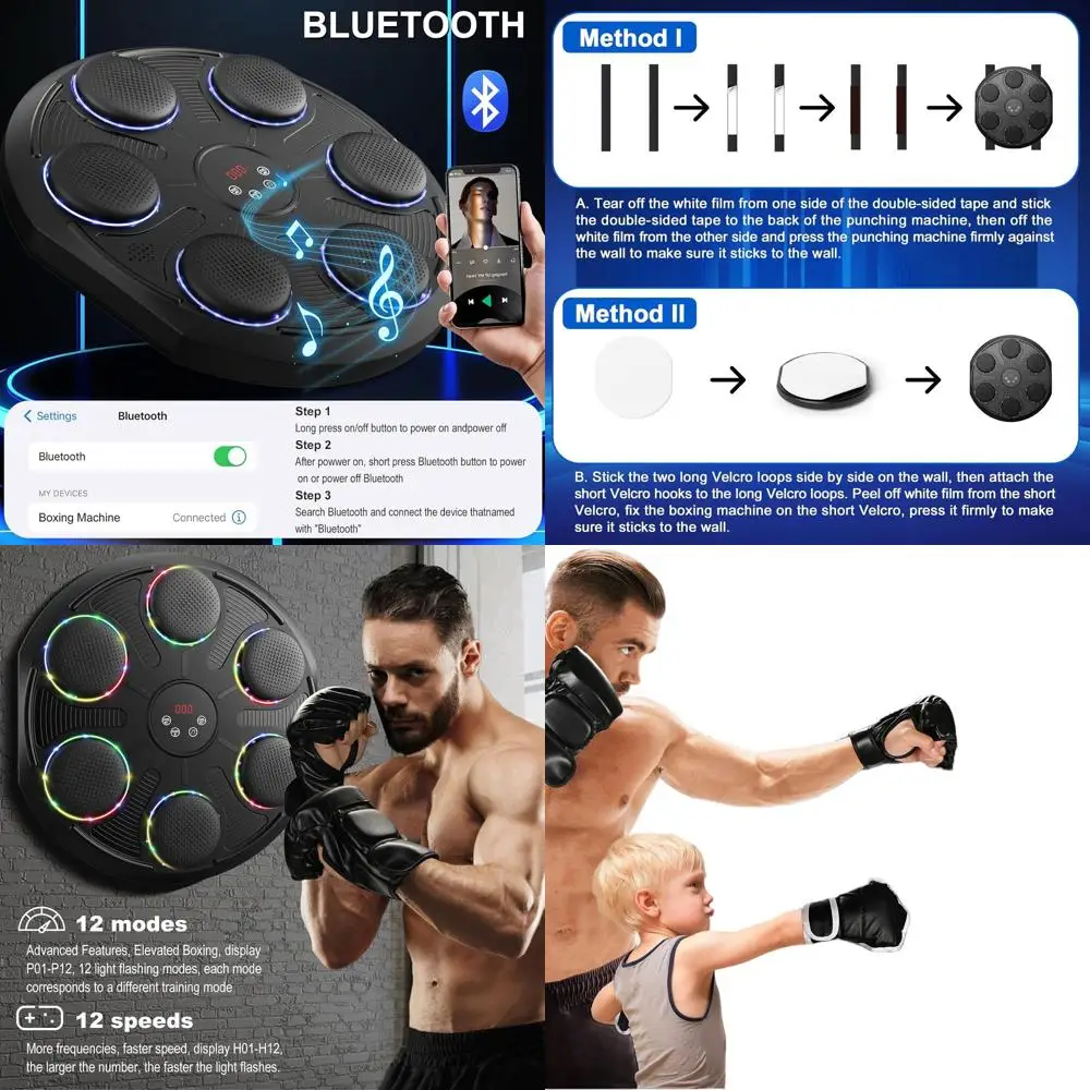 

Музыкальный боксерский тренажер Hlthair 2025 для взрослых и детей, умный тренажер для бокса с перчатками, настенный боксерский тренажер