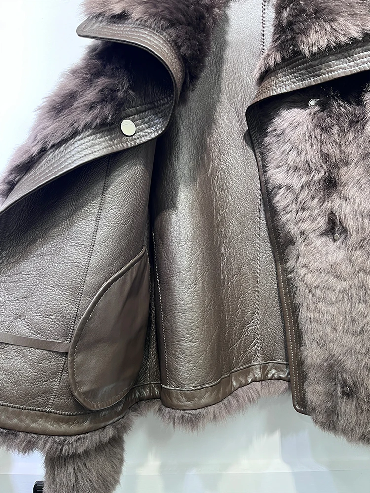 New Fashion Winter Womens Natural Real Lamb Fur Coat Clothing Genuine Sheepskin Leather Jacket Tuscany Fur Coats and Jackets