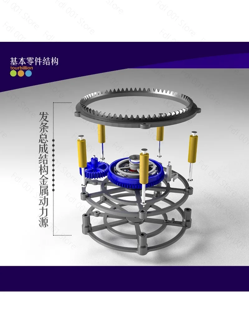 2026 3D printed three-axis tourbillon model Cecilia movement ornament handmade gem archaeological toy stick twist