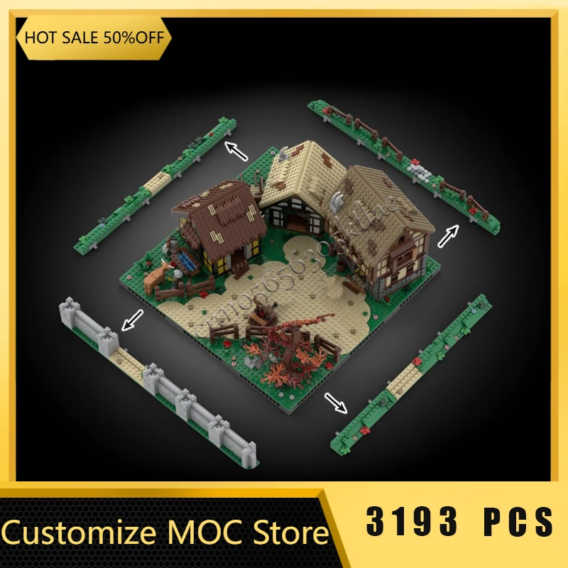 3193 pièces personnaliser maisons médiévales Village Diorama bloc de construction modèle enfants Puzzle assemblage jouets de construction cadeaux de noël