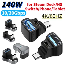 180 Degree Angle 2-in-1 Extension Connector Right Angle Type-C USB C Adapter for STEAM DECK/Switch/ASUS Rog Ally