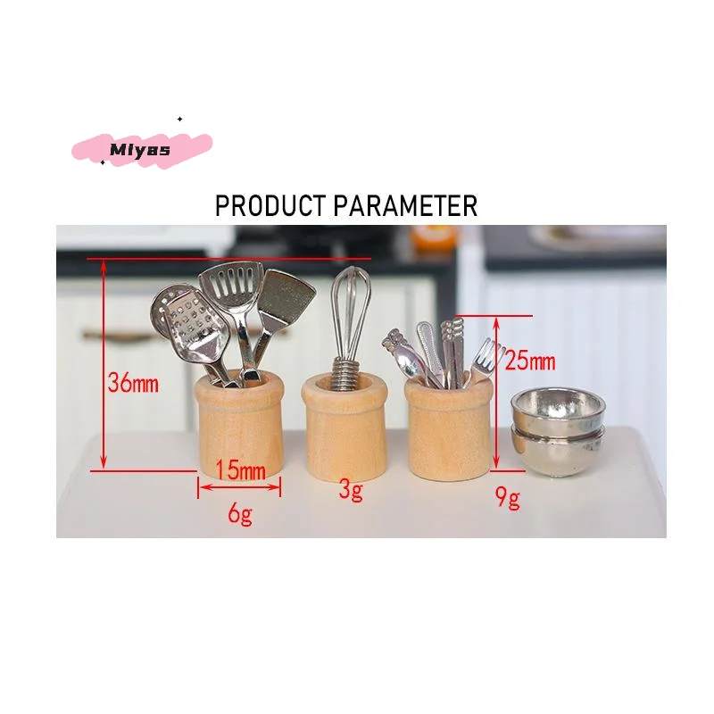 【M】Miniature Kitchen Utensils Set 1:12 Scale Dollhouse Cookware Tools Dollhouse Kitchen Decoration Micro Scene Pretend Play - view 6