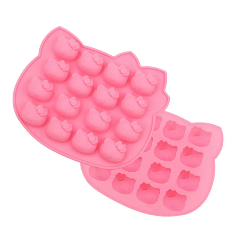 4/8/16 Grid Hello Kitty  Ice Cube Trays Silicone Mold For Freezer Reusable Cartoon Sanrio DIY Chocolate Biscuit Mold Baking Tool