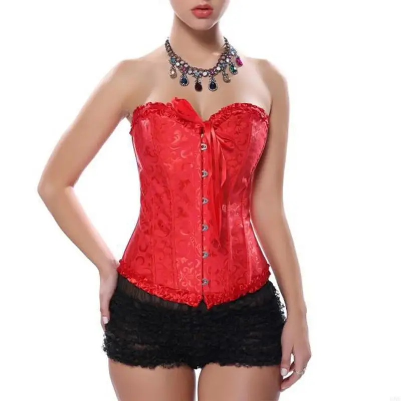 女性用の49meコルセットトップウエストバンドシャーリングシャーリングシャーリング官能的なアンダーバストレースアップ