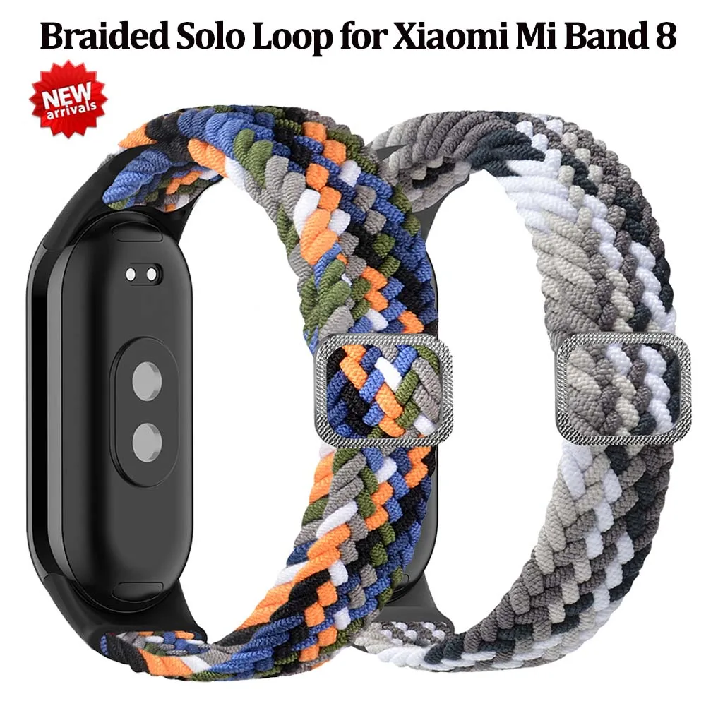 NEW Braided Strap for Xiaomi Mi Band 8 Elastic Nylon Solo Loop Adjustable Watchband Replacement correa bracelet for Miband 8 NFC