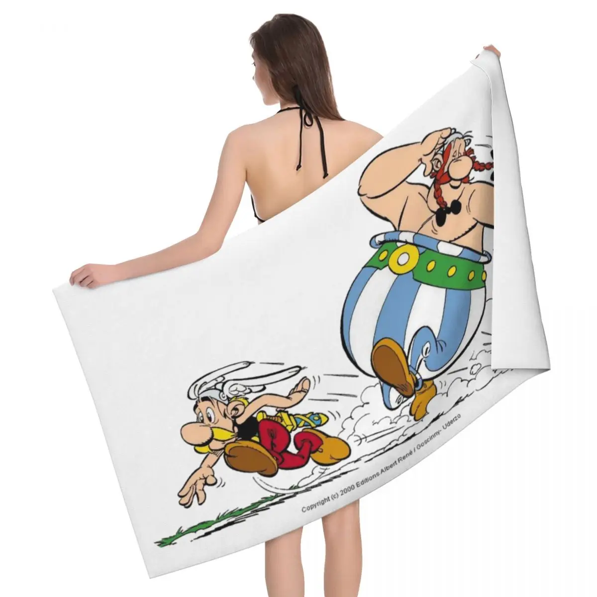 Custom Asterix And Obelix Beach Towel The Gaul Dogmatix Breathable Microfiber Shower Towels