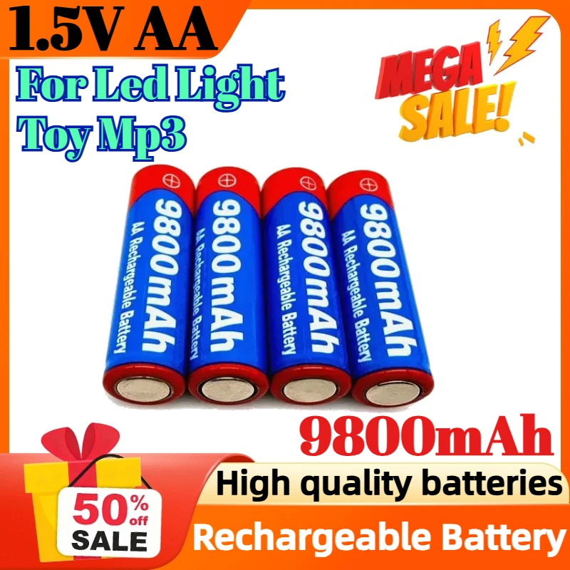 

10~50pcs 9800mAh 1.5V AA Replace Battery for Led Light Toy Mp3 Rechargeable Battery