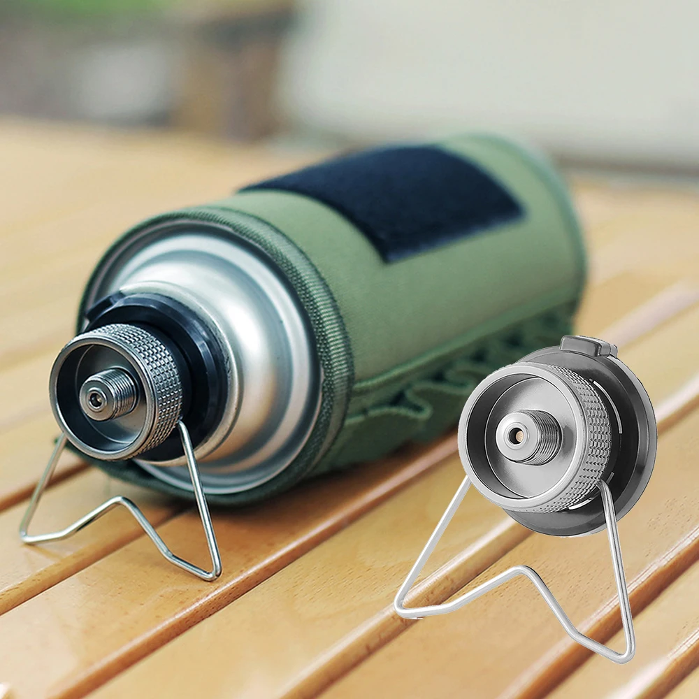 Adaptador de butano con soporte, junta de conversión de Gas butano para exteriores, adaptador de estufa de Camping, válvula de tornillo, boquilla de salida, adaptador de botella