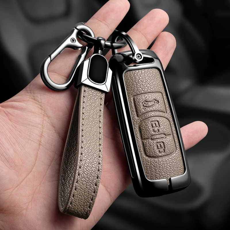 Zinc Alloy Car Key Cover Holder for Mazda Axela Atenza 3 2 6 CX3 CX5 CX30 CX8 CX9 MX5 RX7 RX8 SKYACTIV Remote Protector Keychain