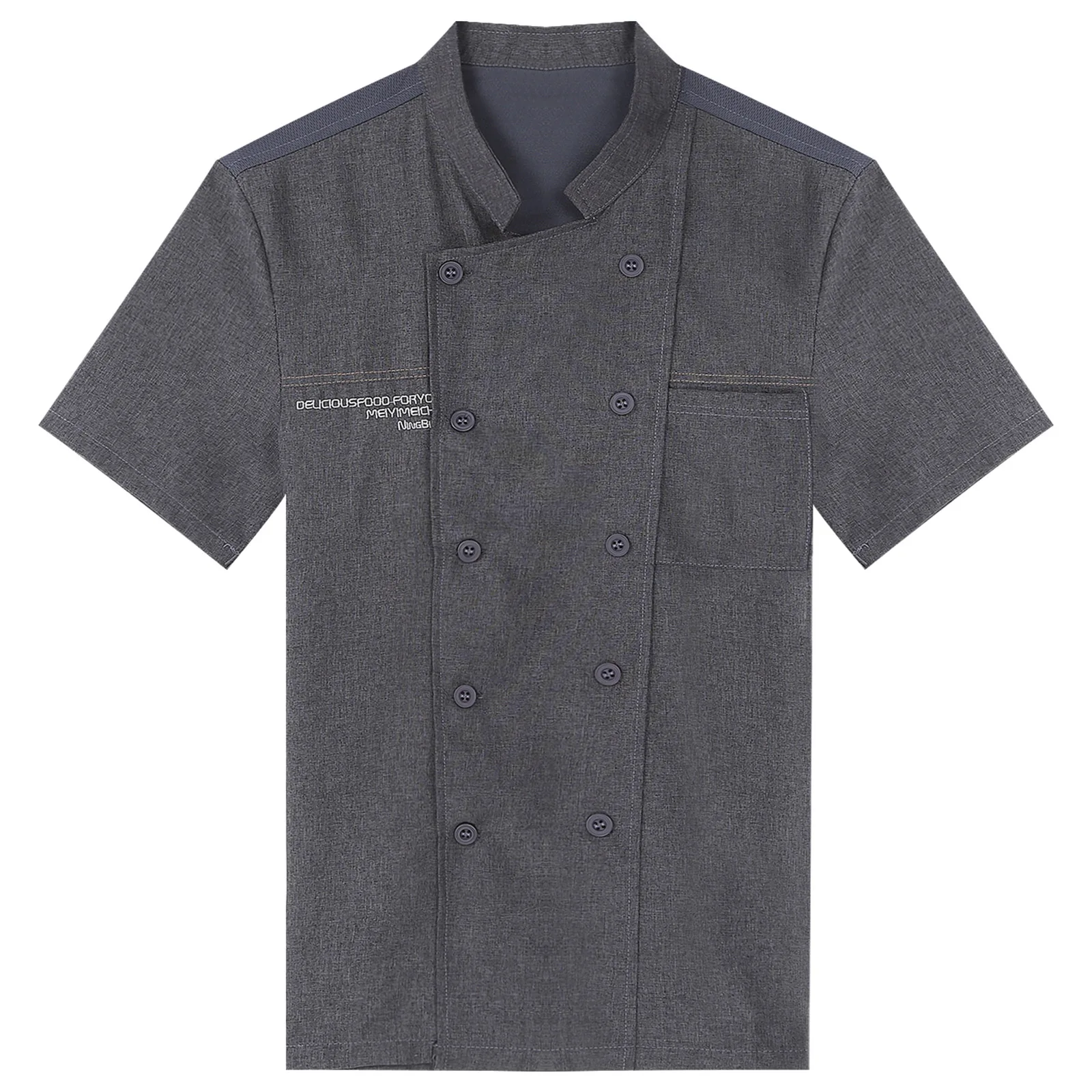 Chaqueta de cocina de manga corta para hombre, uniforme de Catering, ropa de trabajo para Hotel, camarera, restaurante, abrigo de Chef de panadería, camisas de cocina