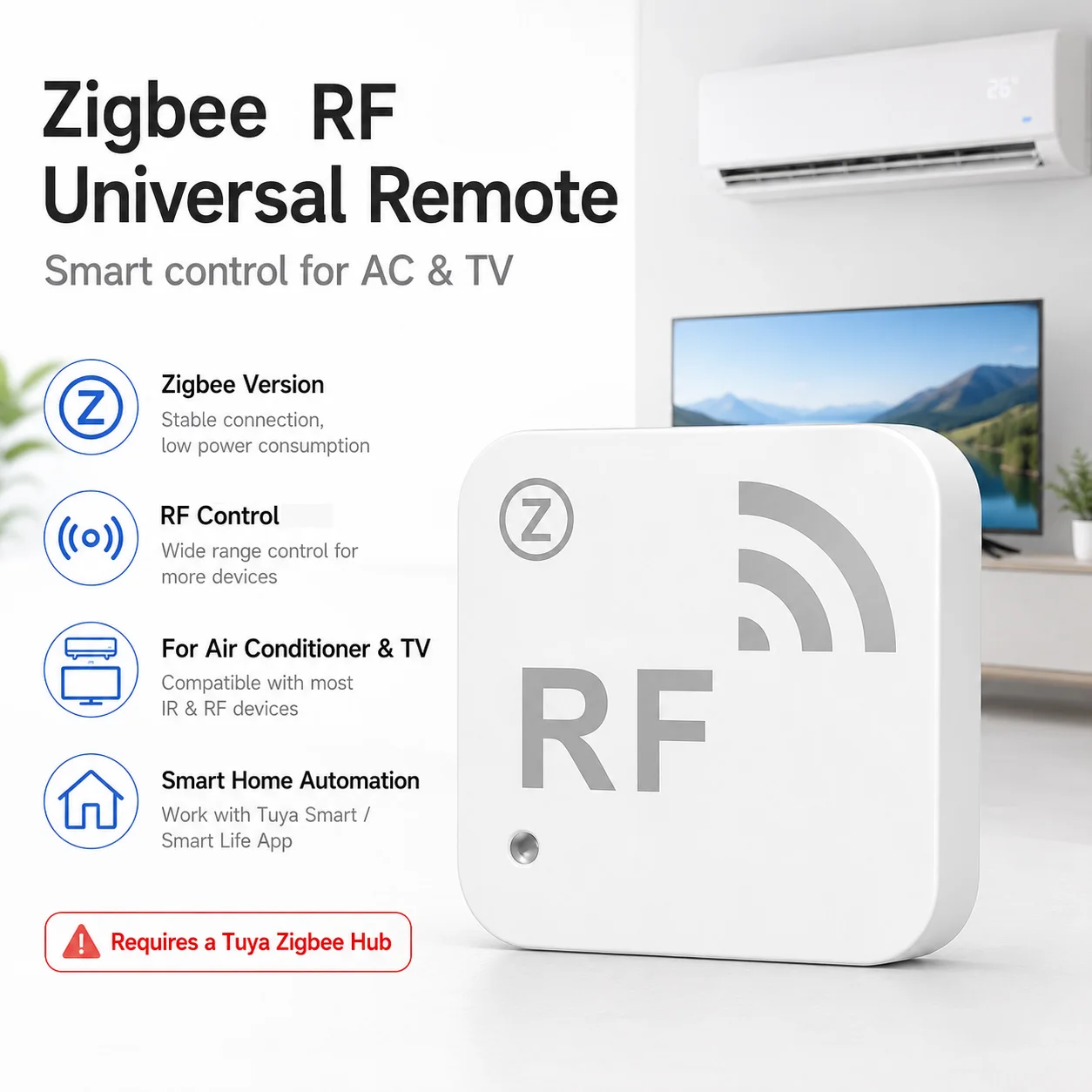 Tuya Smart WiFi Radio Frequency RF Remote Control Clone & Copy Remote App Remote Control Suitable for TVs and Air Conditioners