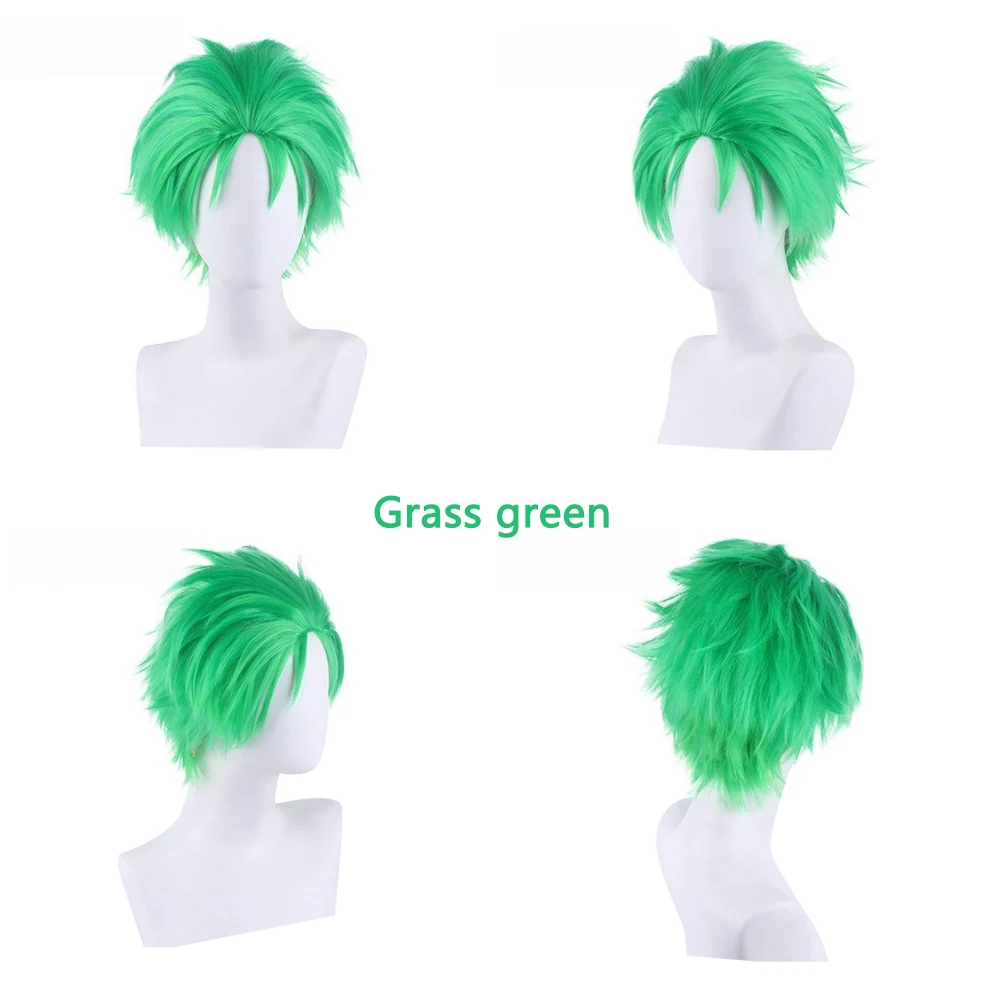 أنيمي رورونوا زورو تأثيري الشعر الاصطناعية 10 بوصة الأخضر شرائح الظهر مرحلة الأداء لعب الأدوار شعر مستعار بشكل طبيعي مقاومة للحرارة