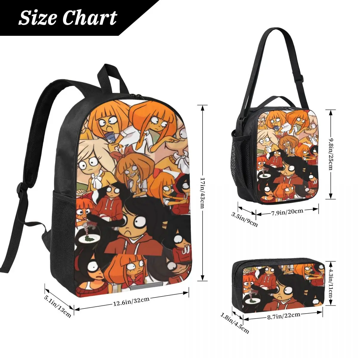 3Pcs Ongezellig Mymy Cocos Mayas Backpack Set for Girls Boys Pencil Boxes Bookbag Sets with Lunch Box For Students Knapsack