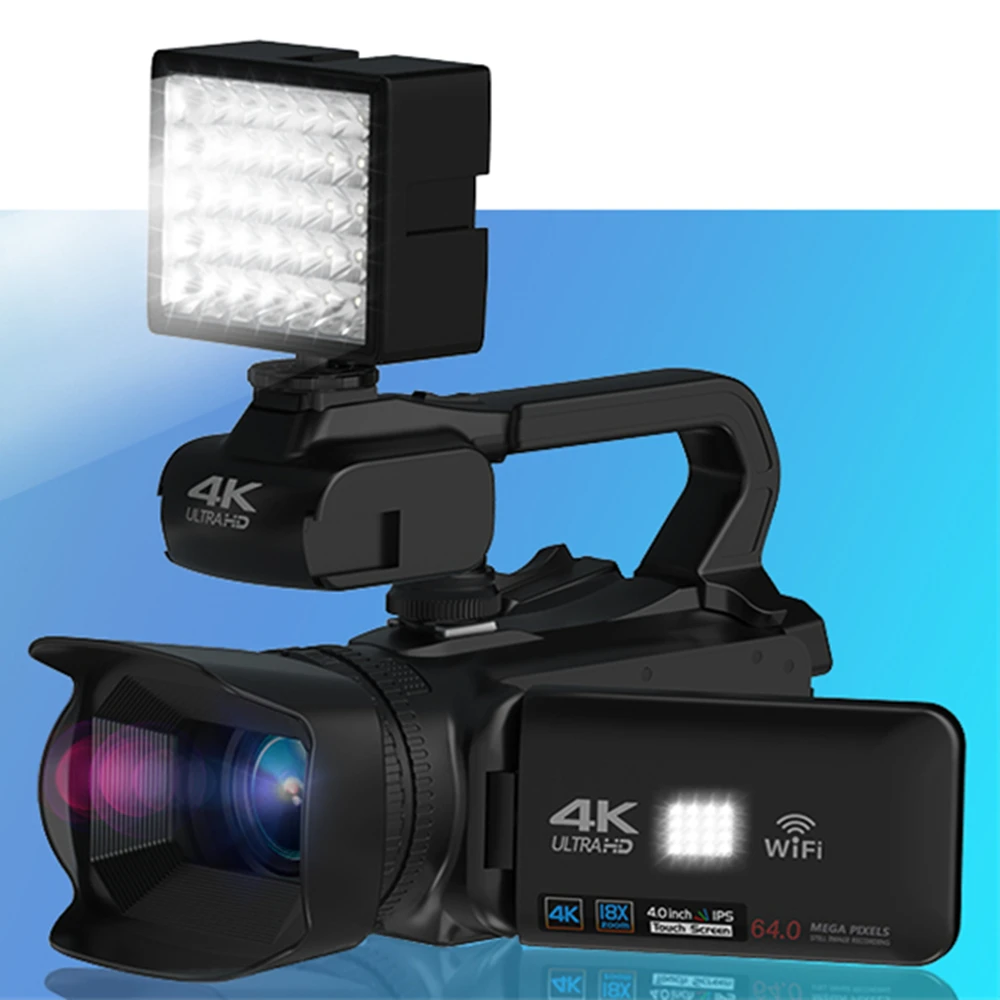Видеокамера 64 МП Full 4K 60FPS Youtube, видеокамера для прямой трансляции, Wi-Fi Веб-камера 18X, автофокус, видеорегистратор, 4 "поворотный экран
