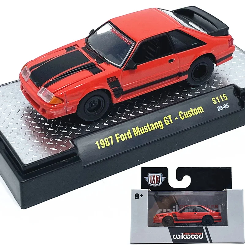 

1:64M2 Модель автомобиля 1987, Mustang GT-Coustom, имитация спортивного автомобиля, коллекция моделей автомобилей из сплава, украшения с упаковкой