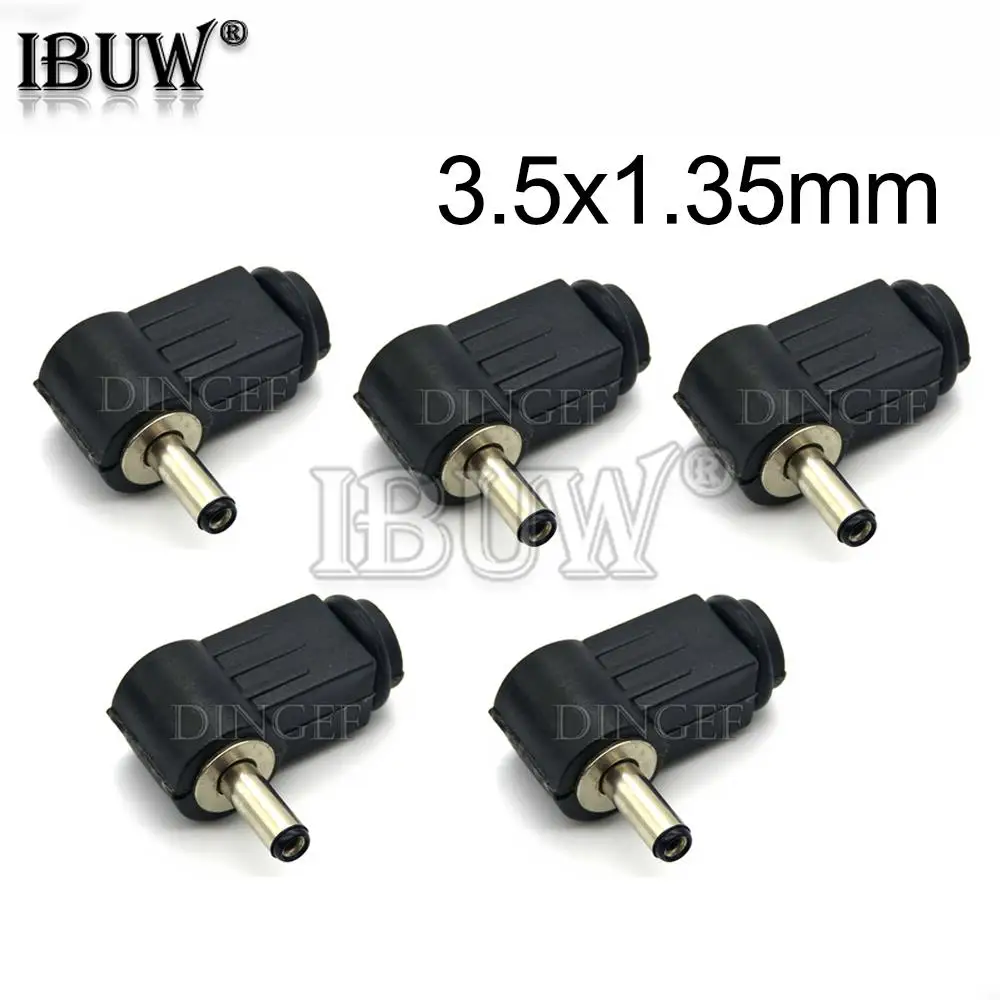 5PCS/lot 3.5x1.35mm DC Plug 90 degree elbow 3.5*1.35MM DC power plug wiring assembly welding wire type 3.5*1.35