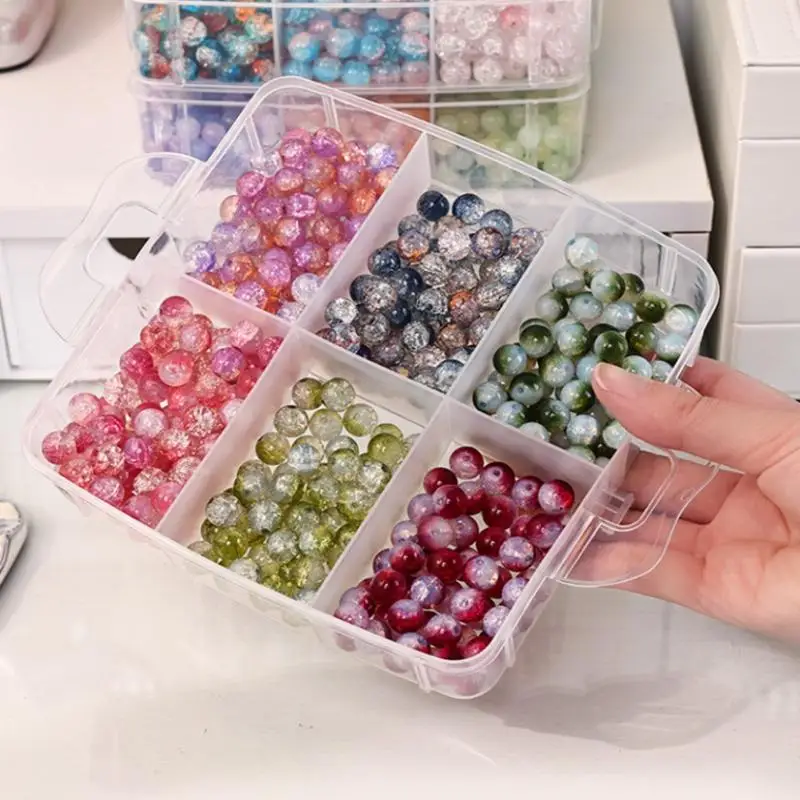 Transparente, verstellbare, stapelbare Aufbewahrungsbox aus Kunststoff mit Fächern zum Organisieren von Spielzeug und Schmuck – Detail 17