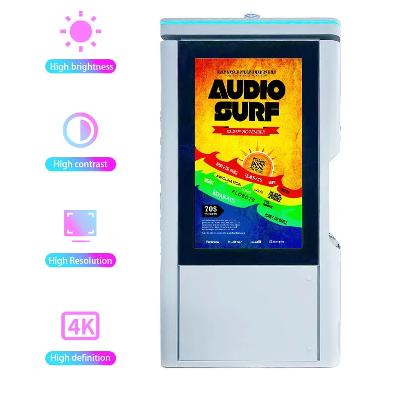 55inch and 21.5inch Double Sided Smart City Outdoor IP65 Waterproof Android LCD Advertising Kiosk with Camera Microphone