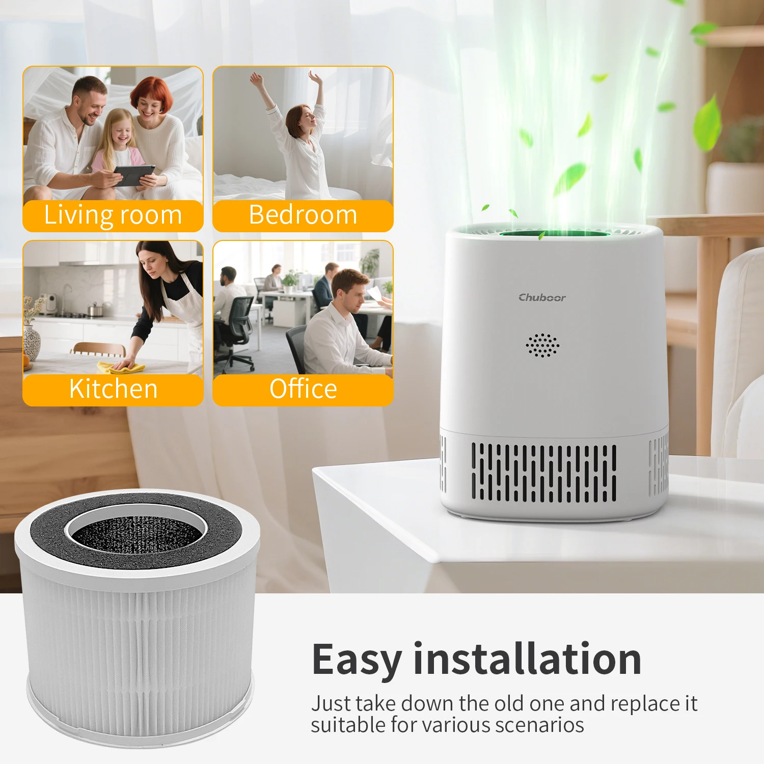 Chuboor  H13 Hepa Filters 3-in-1 High-Efficiency Filter With Activated Carbon Suitable For PJ07 Model