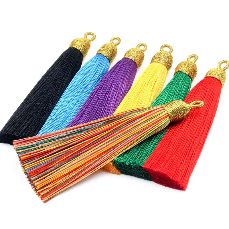 3Pcs 85mm Polyester Fringed Jewelry Ring Decorative Fan Pendant Ice Silk Accessories Hanging Ear DIY Production Material Tassel