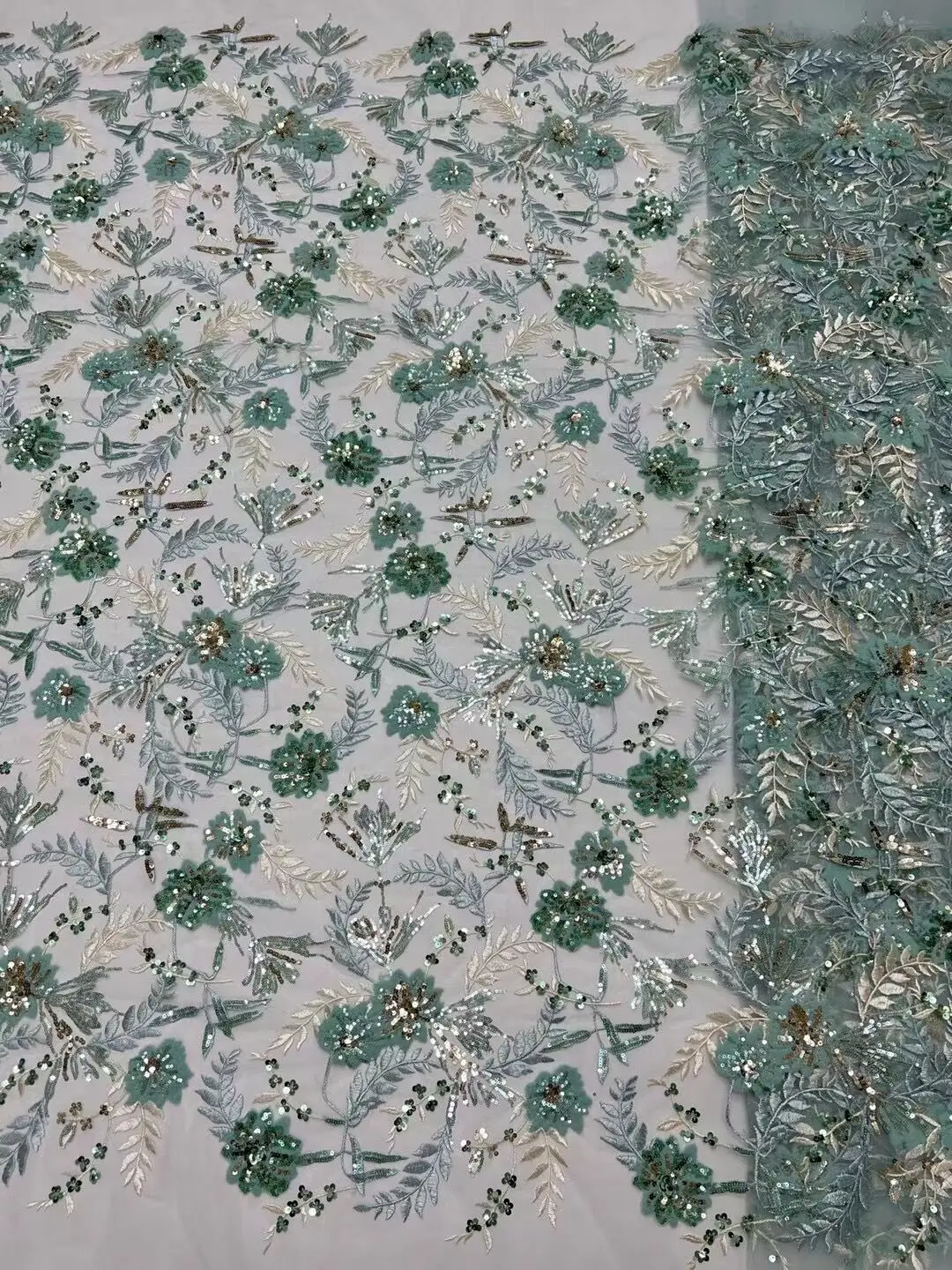 

High Quality African Lace Fabric S-1308484 French Net Sequins Fabric Sewing Embroider Tulle Nigeria Dress