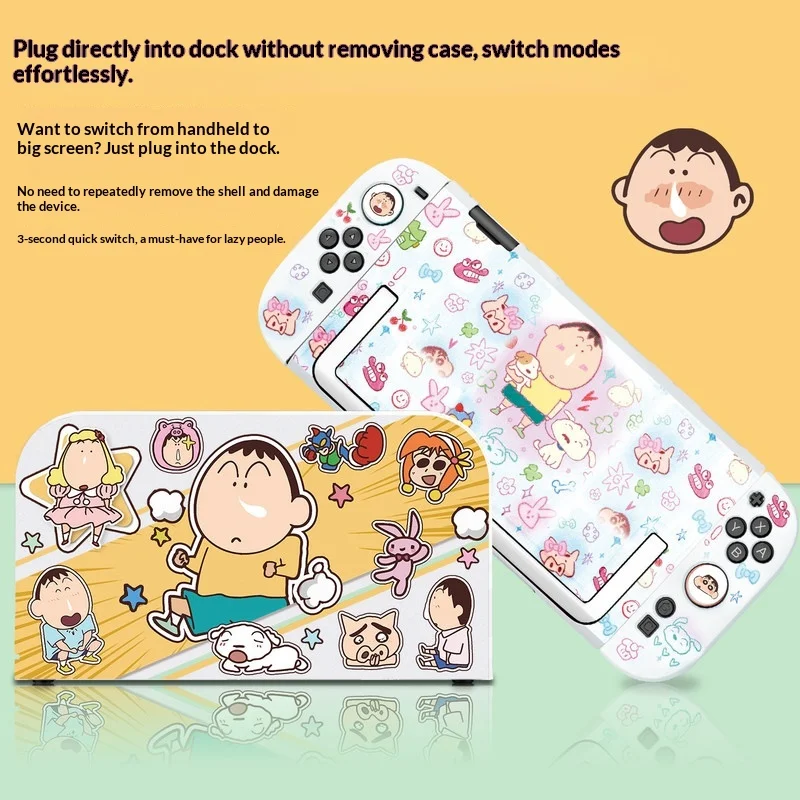 Cute Switch2 Protective Shell Crayon Shin Chan Bochan Switcholed Ns Protective Shell Anti Fall Anime Game Peripherals