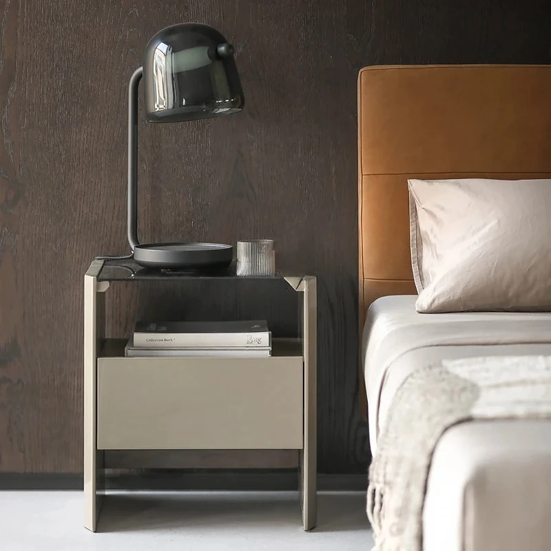 Nordic Italian simple bright lacquered drawer bedside table