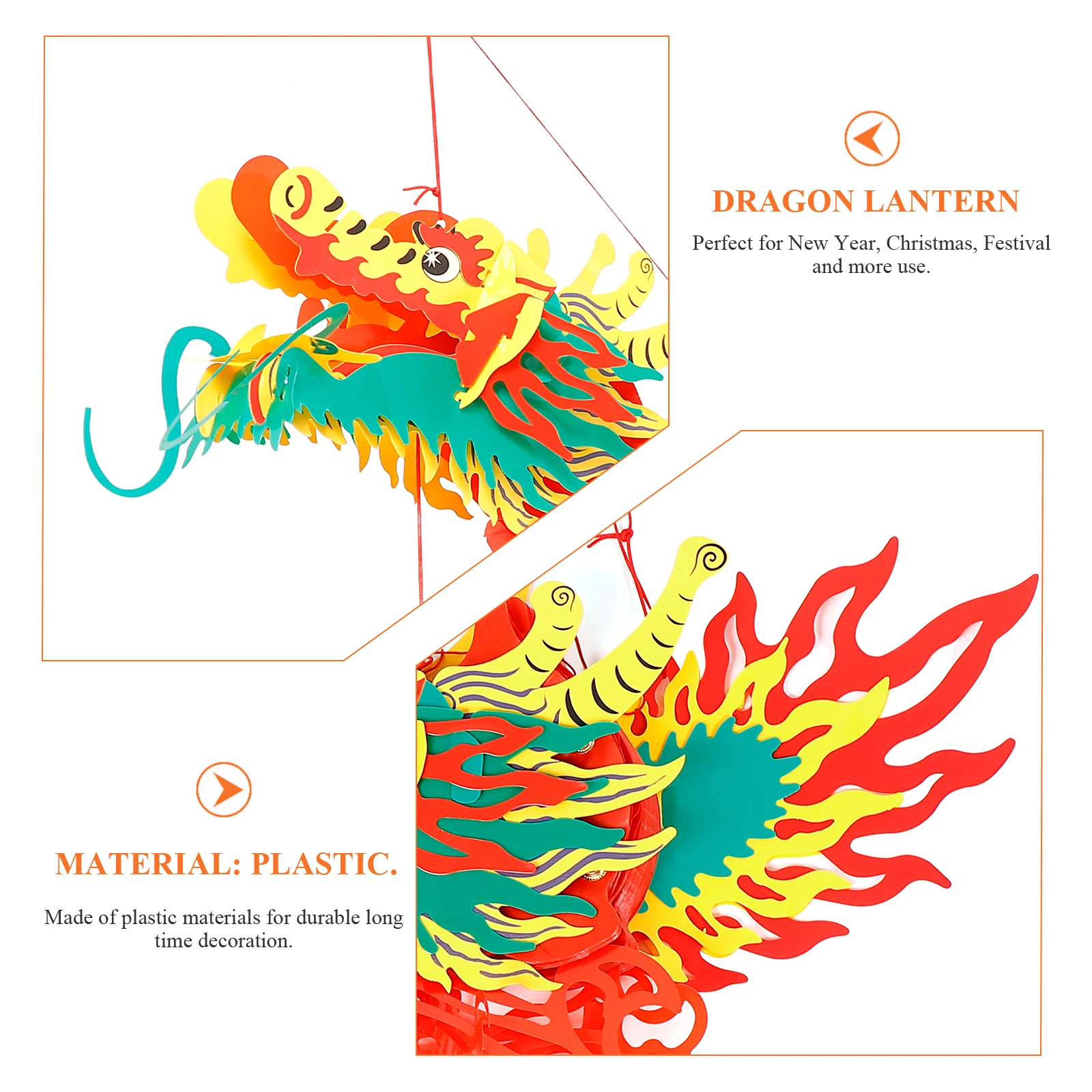 

Dragon Lantern Plastic Chinese Traditional Festival Decoration for New Year Christmas Celebration Hanging Indoor Outdoor