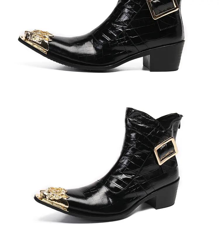 Frühling und Herbst Spitze hohe stiefel herren stiefel Weiß Wies Rindsleder Business Bankett Casual Leder stiefel High heels Stiefel – Detail 12