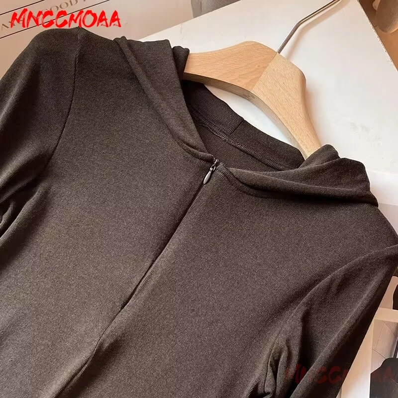 Hoodie Woman 2024 New Autumn Winter Female Casual Slim Solid Color Long Sleeve Hooded Outerwear Top